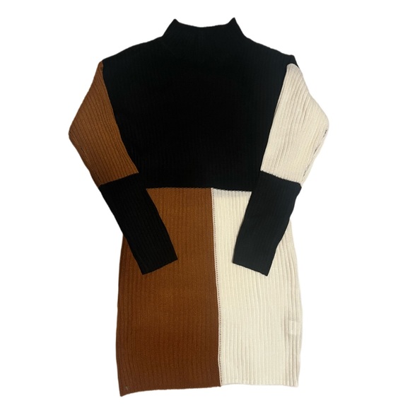 SHEIN - Rib Knit Color Block Sweater Dress - Picture 2 of 2